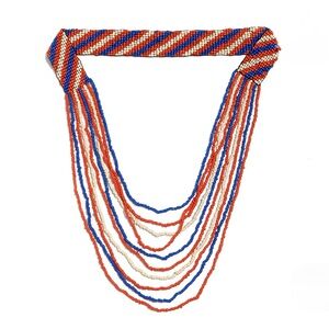 Multicolor Seed Beaded Multi Strand Necklace